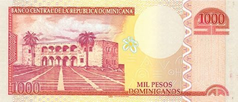 1000 dominican pesos banknote reverse
