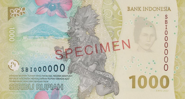 Nota de 1000 rupias indonésias Série da 2022 Reverso