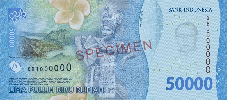 Nota de 50000 rupias indonésias Série da 2022 Reverso